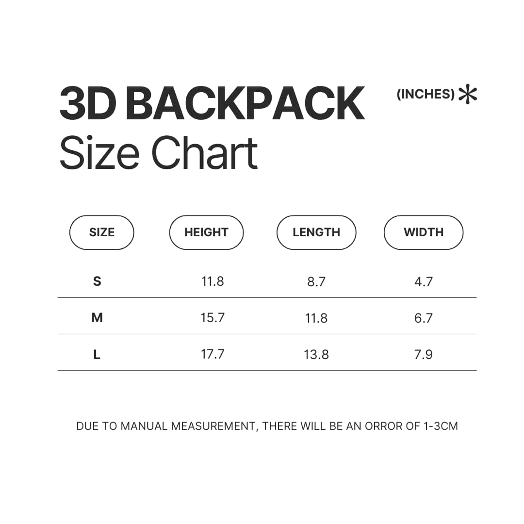 3D Backpack Size Chart - Clash Royale Merchandise